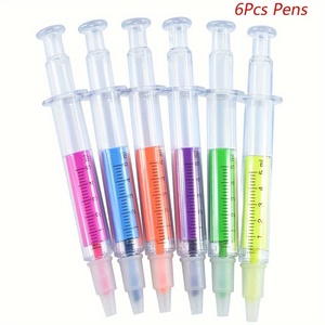 Pluma Resaltadora de Jeringa Linda de Dibujos Animados Creativos Pluma Resaltadora Simple Portátil Práctica para Estudiantes - Product Image 2