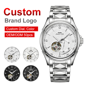 นาฬิกาข้อมือผู้ชาย ระบบกลไกอัตโนมัติ หรูหรา สายหนังวัว กันน้ำ หน้าปัดอะนาล็อก คริสตัลแซฟไฟร์ โครโนกราฟ - Product Image 1