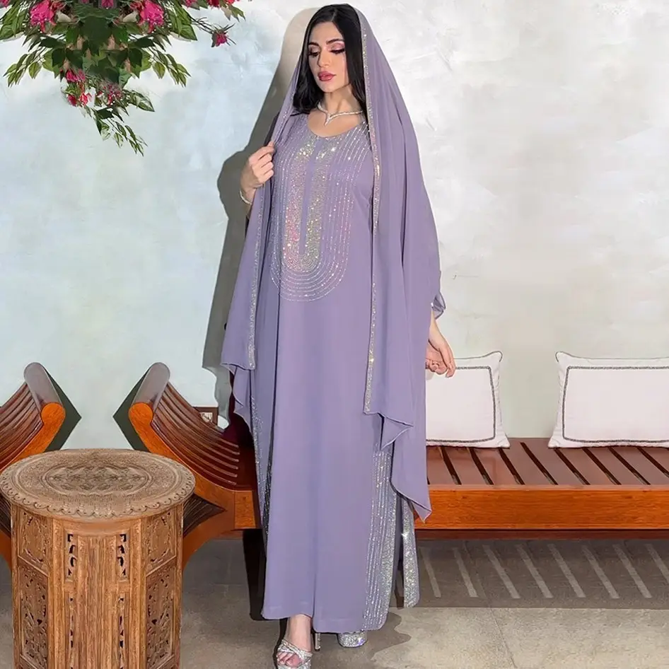 라마단 이드 아바야 자수 두바이 터키 이슬람 히잡 원피스 이슬람 의류 아프리카 드레스 여성 가운 Musulmane Djellaba