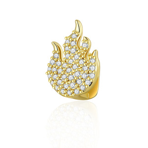 Grillz en forme de flamme, doré et argenté, serti de zircon, accessoire de fête unisexe - Product Image 5