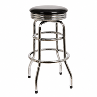 Tabouret de bar pivotant chromé robuste sur mesure OEM ODM, rembourré en PU, rond, pour bar, restaurant, hôtel, maison, cuisine