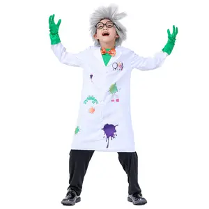 Ready Goods Unisex 4-12y Raving Mad Scientist Cosplay Outfit Kids Halloween Party Career Day Costumes