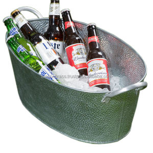 Refroidisseur de vin solide en métal seau à glace à vin de forme ovale galvanisé et bac à boissons seau à glace en métal royal personnalisé utilisation de l'hôtel et du bar - Product Image 4