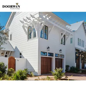 Doorwin-marco de madera de roble blanco, diseño de rejilla revestida de aluminio, ventanas abatibles de impacto hurricane, nuevo producto