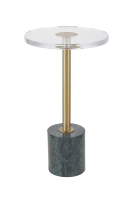 Table basse moderne de luxe en acrylique, design monocouche avec base en marbre et métal doré pour salon