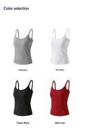 Débardeur Cami Rembourré Femme avec Soutien-Gorge Intégré, Court, Bretelles Fines, en Viscose, Couleur Unie, Coupe Ajustée, Idéal Soirées, Vente en Gros