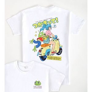 Camiseta Keru Adventures con estampado gráfico blanco, ropa informal unisex - Product Image 1