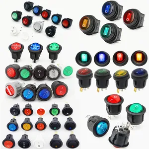 Su geçirmez yuvarlak anahtarı 15MM / 20MM / 22MM LED aydınlatma ile Kcd1 / 12Volts/24volt/220volt/3/4 Pin Rocker 2 yollu pozisyon