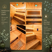 Kaca panorama merah Cedar halaman belakang taman mewah 2 4 Orang kayu ditembakan jauh inframerah rumah Villa luar ruangan  Sauna