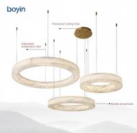 Lustre en marbre naturel en forme de cercle, design moderne en albâtre, design minimaliste pour salle à manger, salon, restaurant