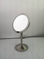 Bureau Rond 7X Grossissement Brossé En Acier Inoxydable À Piles Capteur Intelligent Miroir De Maquillage Éclairé