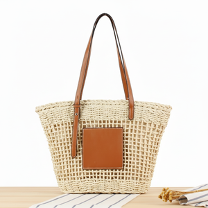 กระเป๋าหวายสานสองชั้นประดับเลื่อมสไตล์โมร็อกโก สวยงามและทนทานด้วยการตกแต่งด้านในด้วยผ้าไลคร่า - Product Image 1