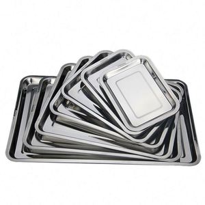 Plaque carrée en acier inoxydable épaissie Plateau en acier inoxydable Plaque à vaisselle Plaque de barbecue - Product Image 1