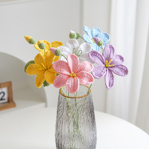 Décoration d'intérieur : Bouquet de fleurs artificielles tissées à la main, fleurs éternelles simulées en <span class=keywords><strong>fil</strong></span> de laine, fleurs tricotées en <span class=keywords><strong>fil</strong></span> de tung. - Product Image 2