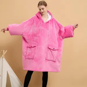 New Popular Adult's Hoodie Blanket Comfortable Homewear Oversize Hoodie Blankets Pullover Blanket With Pocket