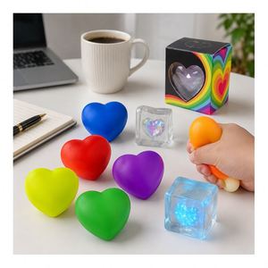 OEM Glow in Dark Maltose Heart Cube Stress Ball Soft Squeeze <b>Toy</b> Slow Rebound Sensory Fidget <b>Desk</b> Gift Distributor - Product Image 5