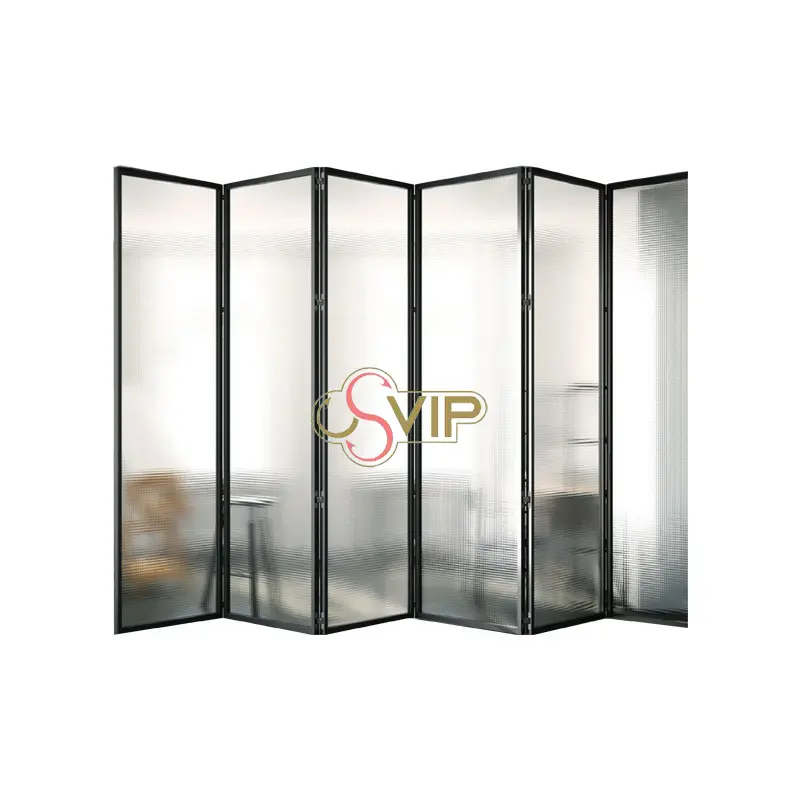 Simple high-end frameless folding door system interior folding doors room dividers frameless glass folding doors