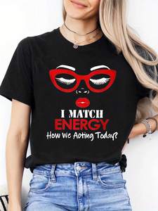 T-shirt da donna con scollo rotondo per San Valentino, stampa a cuore, casual, sportiva, a maniche corte, 100% cotone, per la primavera e l'estate - Product Image 1