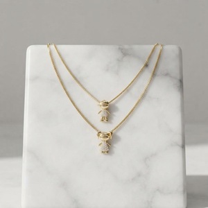 Collar <span class=keywords><strong>de</strong></span> latón chapado en oro <span class=keywords><strong>de</strong></span> 18 quilates con micro pavé delicado, resistente al deslustre, <span class=keywords><strong>para</strong></span> niños, celebración familiar, maternidad, niño, niña - Product Image 1