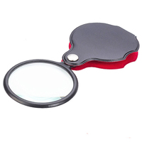 Loupe de poche pliable 8x50mm en cuir avec lentille en verre noire pour la lecture, les bijoux, la science et l'étude des pièces de monnaie