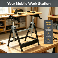 Établi pliant réglable portatif pour le travail du bois a vu le support et la table de cheval