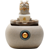 Fontaine d'eau décorative Pixiu en pierre artificielle, style chinois, design circulaire, pour entrée, attirant la richesse