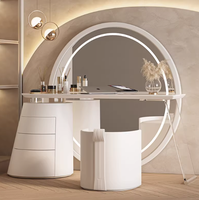 Coiffeuse moderne et simple pour chambre principale, coiffeuse haut de gamme avec miroir intégré et armoire de rangement
