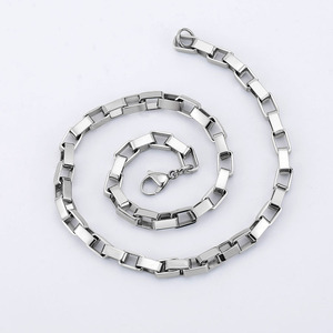 yunnique <b>Titanium</b> Steel Box <b>Chain</b> Men's Necklace 316L Polished Geometric Design Gift Jewelry - Product Image 1
