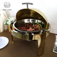 Restaurant d'hôtel couvercle en verre rond chauffe-plat dubaï chauffe-plat de service plats chauffe-plat en or Buffet