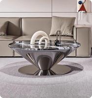 Ensemble de table basse en marbre Dali avec plateau en acier inoxydable, design simple et moderne, meubles de salon pour petits appartements