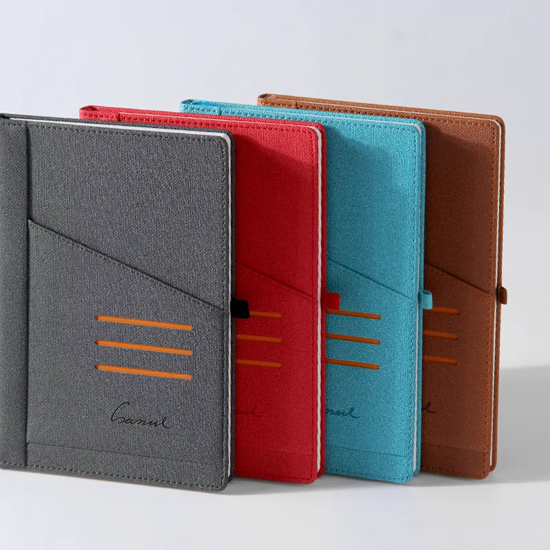 A5 hardcover Thermo PU notepad kualitas tinggi notebook perencana harian dengan saku depan dan soket kartu