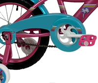 Vélo pour filles WEIZE 3-5 ans avec roues d'apprentissage, guirlandes, panier, siège pour poupée, frein à rétropédalage, bleu, 1 vitesses