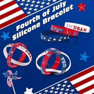 Youmigift Wholesale Usa Flag Bracelet Eco-friendly Custom Text Letter Logo Rubber Bracelet American Flag Silicone Wristband - Product Image 3