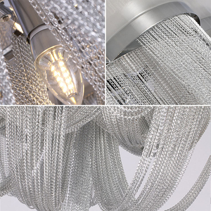 Đèn Chùm Dây Xích Sang Trọng Hiện Đại Đèn Chùm Led Dây Xích Mạ Crôm Gắn Trần Hình Tròn Đèn Treo Phòng Khách - Product Image 2