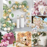 Kit d'arche de ballons personnalisable blanc sable mat et bleu pour anniversaire et mariage, vente chaude