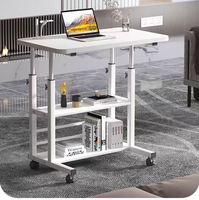 Mesa Móvil para Portátil con Ruedas, Mesa para Portátil con Altura Ajustable, Estación de Trabajo para Computadora, Mesa de Centro