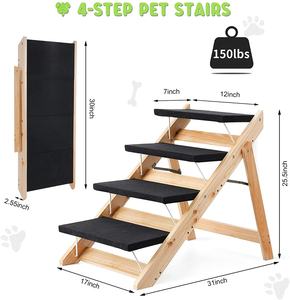 Escalier pliable personnalisé en <span class=keywords><strong>bois</strong></span> pour animaux de compagnie, escalier pour chiens et chats, échelle pliable en 4 marches pour animaux de compagnie - Product Image 3