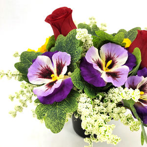 Vente en gros de <span class=keywords><strong>fleurs</strong></span> funéraires Petit pot à pensées Cimetière Pierre tombale Arrangement floral artificiel <span class=keywords><strong>Fleurs</strong></span> tombales dans un <span class=keywords><strong>vase</strong></span> - Product Image 4