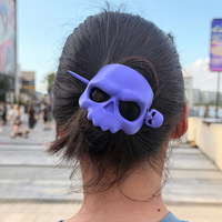Pince à cheveux Crâne d'Halloween, Accessoire capillaire créatif et tendance de style sombre
