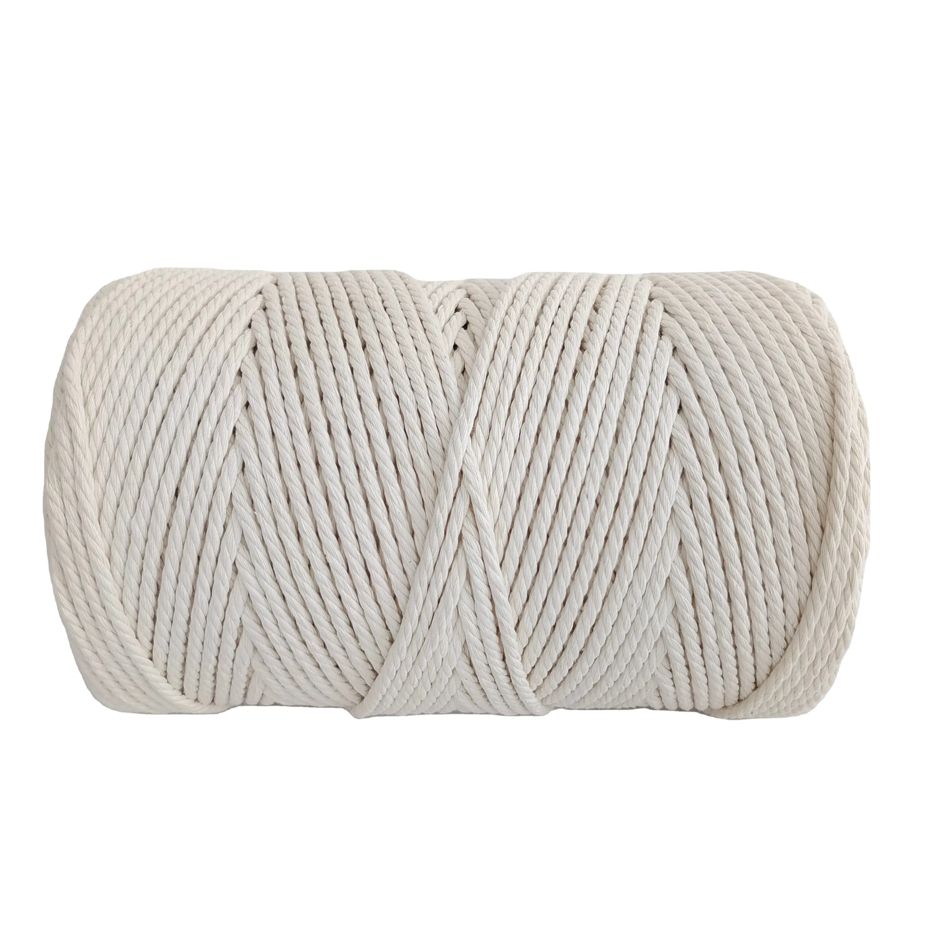 Corde en coton rectangle de bonne qualité, 3-5mm, 5 mètres, en macramé, 4 plis