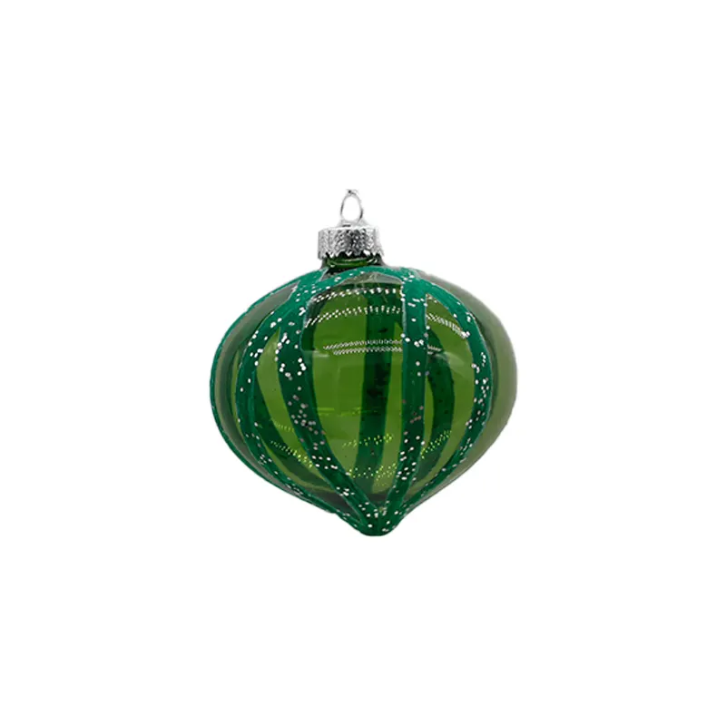 Handmade glossy red and gold striped onion balls Christmas tree hanging glass pendant Christmas party decoration