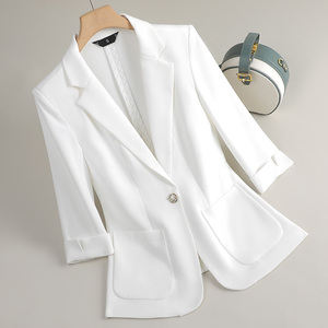 Vestido blanco de primavera para mujer, mangas recortadas, nuevo temperamento, traje de oficina, chaqueta fina de cintura profesional, Blazers femeninos - Product Image 5