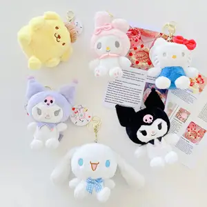 Venta al por mayor My Melody y Kuromi Sanrioed Plushie juguetes de peluche llavero lindo Sanrioed llavero