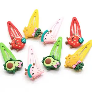 Assorted Design 100Pcs Mini Snap Hair Clip Barrettes Pins Cartoon Fruit Animal Hairpin Hair Accessories Baby Girls' Gift