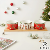 Ensemble de bols à collation en céramique et porcelaine de Noël, 3 pièces, motif de guirlande de houx rouge et blanc, bonbonnière, cadeau d'entreprise personnalisé