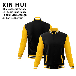Custom Logo Varsity <b>Jacket</b> Men <b>Slim</b> <b>Fit</b> OEM High Quality Letterman <b>Jacket</b> Yellow Sleeve Blank Baseball <b>Jacket</b> for College - Product Image 1