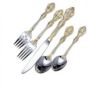 Ensemble de couverts élégants en acier inoxydable rose doré, durables, pour mariage de luxe, banquet, arrangement de table haut de gamme - Product Image 1