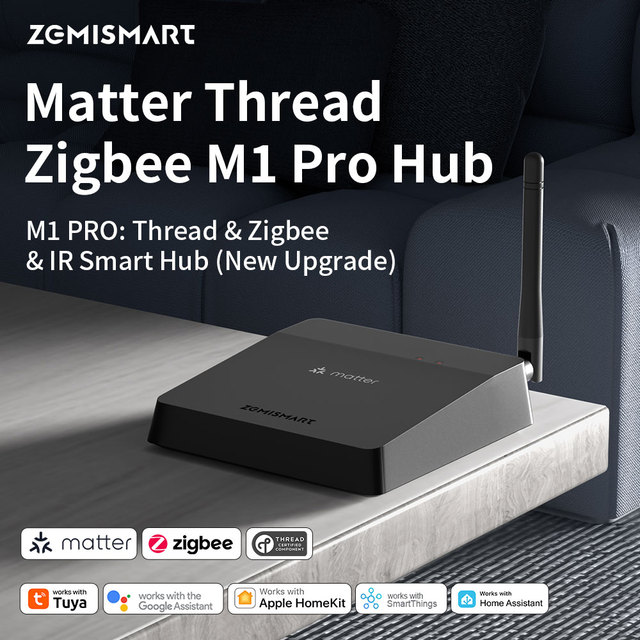 Zemismart Matter Thread Hub Tuya Zigbee Smart Home Bridge Matter M1 PRO Gateway Built-in IR Work with Tuya Google Home Homekit