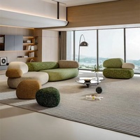 Canapé italien une place, style minimaliste italien, forme irrégulière, tissu tricoté 5D, canapé modulaire pour salon, bois massif