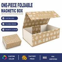 Boîte rigide magnétique en papier kraft avec logo blanc imprimé sur mesure pour emballage cadeau haut de gamme